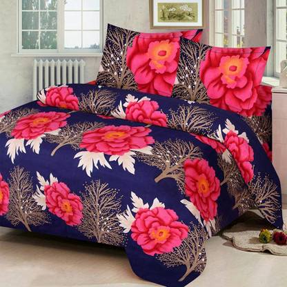 Chacha Chachi Gift Store Polycotton Double Flat 180 TC Floral Bedsheet