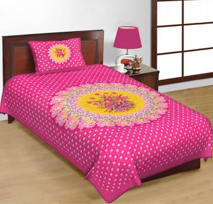 E ELMA Cotton Single Flat 240 TC Abstract Bedsheet