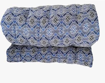 IMSmartMart Cotton Box Quilt Mattress | (Blue Embroidery Design, Star) (3 x 6 Single Bed) 4 inch Single Cotton Mattress