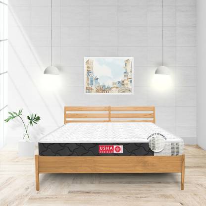 Usha Shriram Rizewell Bamboo Fabric at FACTORY RATE 6 inch Queen Pocket Spring Mattress