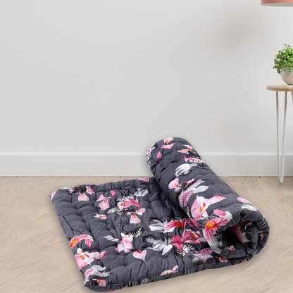 Pillowking Grey Floral Foldable Soft Cotton Filled Mattress Patla Gadda 3x6 3 inch Single Cotton Mattress
