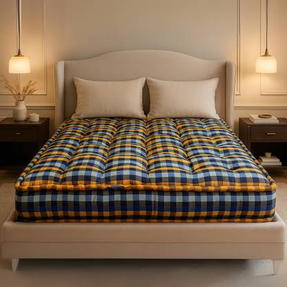 Anand Textile 4 Inch Check 4 inch Queen Cotton Mattress
