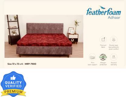 Sleepwell Sleepwell_Aadhar_72_48_4 4 inch Double High Density (HD) Foam Mattress