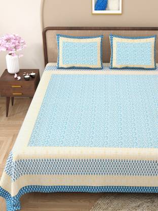 CLOTHOLOGY Cotton King Flat 240 TC Jaipuri Prints Bedsheet