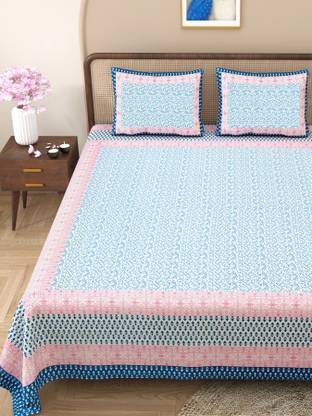 CLOTHOLOGY 240 TC Cotton King Jaipuri Prints Flat Bedsheet