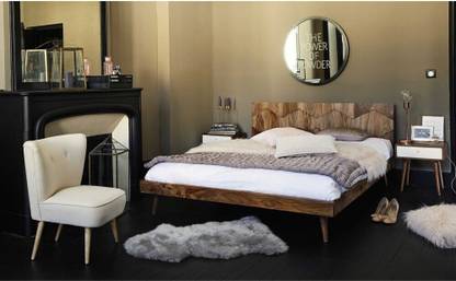 APRODZ Barcino Solid Wood Queen Bed