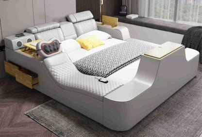 royal wood MULTI FUNCTIONAL SMART TV BED WITH HIDDEN TV, BODY MASSAGER MUSIC SYSTEM Etc. Solid Wood King Hydraulic Bed