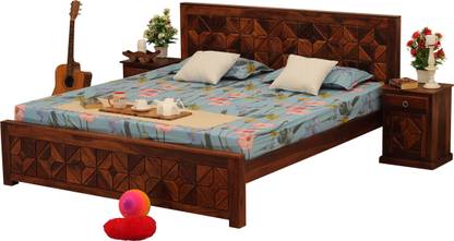 rf royal finish Optima King Size(72"x78") Without Storage,12-Month Warranty,Bedside Included Solid Wood King Bed