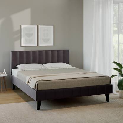 Allie Wood Essentials Barclay Upholstered Tufted Platform Engineered Wood Queen Bed