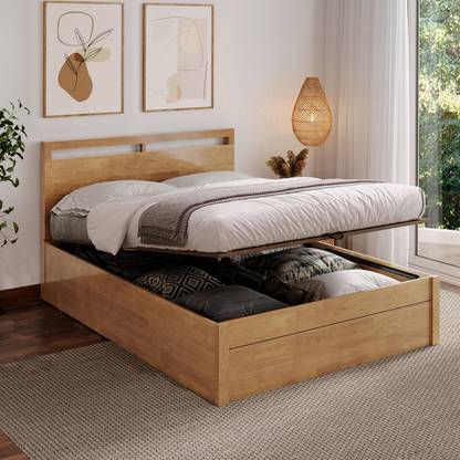 Wakefit Crucis Solid Wood Queen Hydraulic Bed