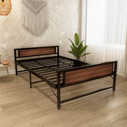 homdec Cygnus Space Saving Folding Metal Double Bed