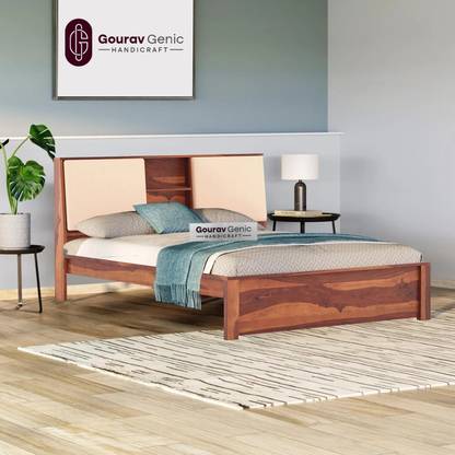 Gouravgenic Handicraft Teak (Sagun) Solid Wood King Bed