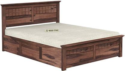 WOODSTAGE Box Storage King Size Bed/Wooden Bed/Cot Bed/Palang For Bedroom/Living Room Solid Wood King Box Bed