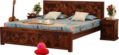 ROYAL FINISH Optima King Size(72"x78") Without Storage,12-Month Warranty,Double Bedside Solid Wood King Bed