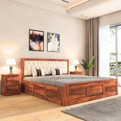 Devsignature Sheesham Wood Bed For Bedroom/Wooden Cot/Palaung/Bed With Storage For Home Solid Wood Queen Box Bed