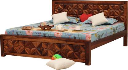 ROYAL FINISH Tranquil King Size(72"x78") Without Storage,12-Month Warranty,Natural Colour Solid Wood King Bed