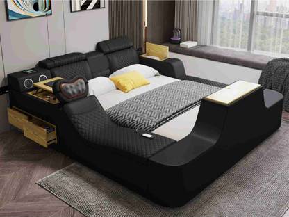 royal wood MULTI FUNCTIONAL SMART TV BED WITH HIDDEN TV, BODY MASSAGER MUSIC SYSTEM Etc. Solid Wood King Hydraulic Bed