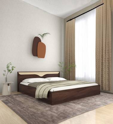 Mintwud from Pepperfry Caily King Size Bed with Box Storage In Walnut Melamine Finish Engineered Wood King Box Bed