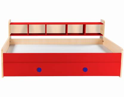 Yipi DWAN BED WITH TRUNDLE STORAGE IN RED Engineered Wood Single Drawer Bed