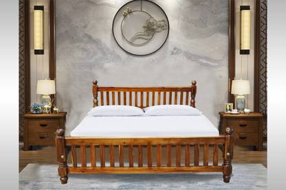 KPR Furniture Wooden cot Double (75 X 48 inch) Bed Size Without Storage Teak Finishing Solid Wood Double Bed