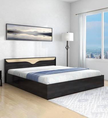 Mintwud from Pepperfry Caily Queen Size Bed in Wenge Finish with Box Storage Engineered Wood Queen Box Bed
