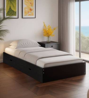 Mintwud from Pepperfry Maya Wooden Single Bed/Wooden Cot/Palaung With Storage For Bedroom Engineered Wood Single Drawer Bed