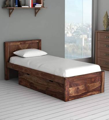 NIDHIWOOD Solid Wood Single Drawer Bed
