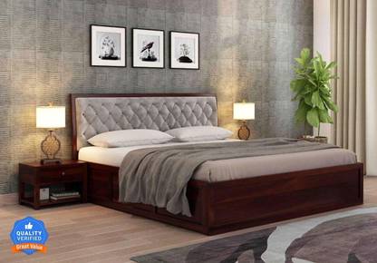 Flipkart Perfect Homes Bed with Storage | Wooden Double Bed Cot Bed with Box Storage Solid Wood King Box Bed