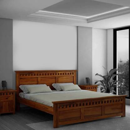 StarWooden Modern Wood Headboard Solid Wood Queen Bed, 210 cm x 163 cm (6.89 ft x 5.35 ft)