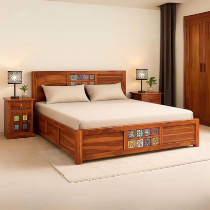 Flipkart Perfect Homes Sheesham Wood King Bed With Box Storage/Wooden Palung/Wooden Cot Solid Wood King Box Bed