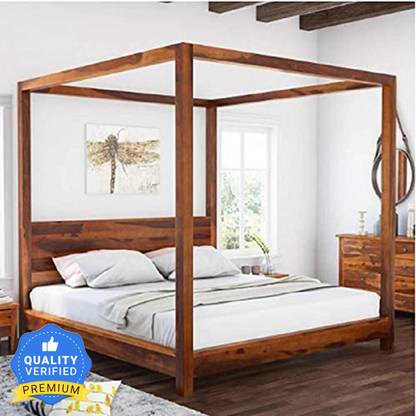 ssf Sheesham Wood King Size Bed for Bedroom/Home/Hotel/Living Room (Without Storage) Solid Wood King Bed
