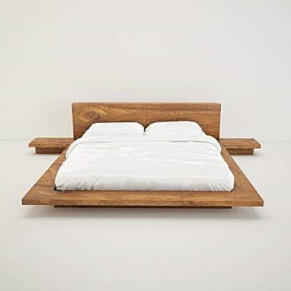 Ganpati Arts Solid Sheesham Wood King Size Bed with 2 Bedside Table Solid Wood King Bed