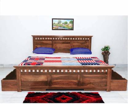 APRODZ Merritt Bed with Side Storage Solid Wood King Drawer Bed