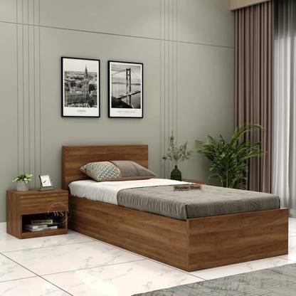 Wooden Street Harper Single Bed With Box Storage (82L x 38W x 32H Inches) | Strong & Durable Engineered Wood Single Box Bed