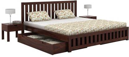 CHANDRA SHEKHAR EXPORTS Sheesham Wood Bed With 2 Bed Side Table Solid Wood King Drawer Bed