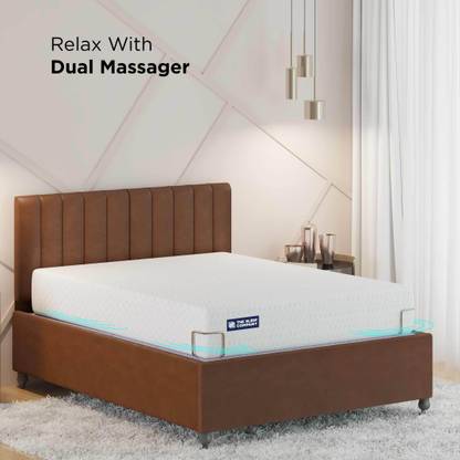The Sleep Company Elev8 Smart Adjustable Bed Base with Denver Leather Brown Frame Queen size Metal Queen Bed
