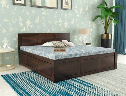 GOYALINTERIOR Sheesham Wood Bed/Cot/Wooden Bed With Hydraulic Storage For Bedroom/Home/Hotel Solid Wood King Hydraulic Bed