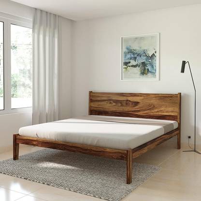 Woodefly Sheesham Wood King Size Bed Without Storage/ Double Bed/ Cot Bed for Bedroom Solid Wood King Bed