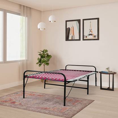 Flipkart Perfect Homes Foldable Bed Portable Single Folding Bed Niwar Charpai Khatiya Bed for Sleeping Metal Single Bed