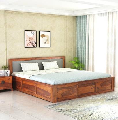 SAVITRIDECOR Sheesham Wood Bed For Bedroom/Wooden Cot/Palaung/Bed With Box Storage For Home Solid Wood Queen Box Bed
