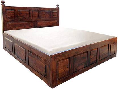 shree natural SOLID SHEESHAM WOOD DOUBLE BED WITH BOX STORAGE FOR BEDROOM AND OFFICE FURNITURE Solid Wood Double Box Bed
