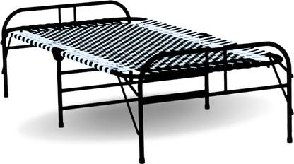 MEEZO Portable Single Folding Bed Niwar Charpai Khatiya Bed for Sleeping Size 3X6 Feet Metal Single Bed