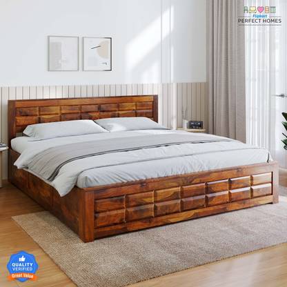 Flipkart Perfect Homes Vigorous Solid Wood Queen Box Bed
