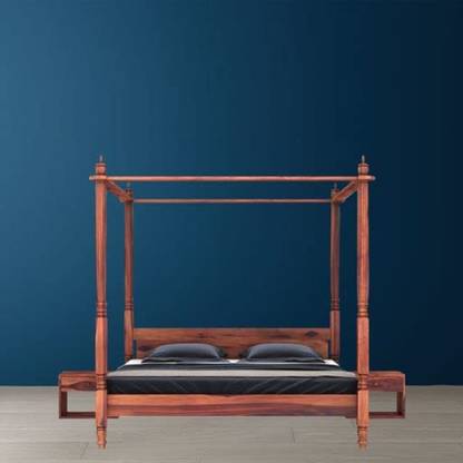 hunarmonk Solid Wooden Double Bed | Double Bed Furniture for Bedroom (with Mattress) Solid Wood Double Bed