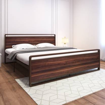 homdec Vega Hybrid Wood and Metal Structure Bed – No Plywood Needed, Noise Free Metal King Bed, 205 cm x 190 cm (6.73 ft x 6.23 ft)