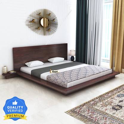 Ganpati Arts Sheesham Wood Queen Bed/Wooden Cot/Wooden Without Storage Bed For Bedroom/Hotel Solid Wood Queen Bed