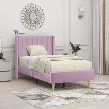 DMKDecor Upholestery Premium Fabric Cot for Home Engineered Wood Single Bed