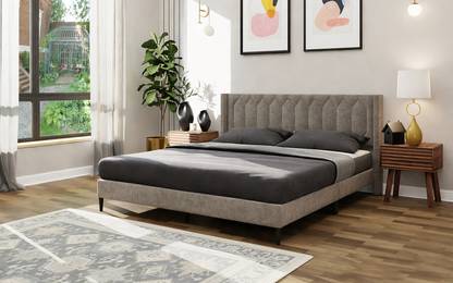 RoyalOak Meadow Upholstered Solid Wood King Bed, 208.28 cm x 200.66 cm (6.83 ft x 6.58 ft)