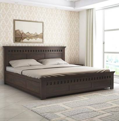Flipkart Perfect Homes Sheesham Wood King Size Bed With Box Storage For Bed Room, Hotel. Solid Wood King Box Bed