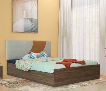 DF2H Upholstered Namaskar Ashtanga Grey Engineered Wood Queen Box Bed